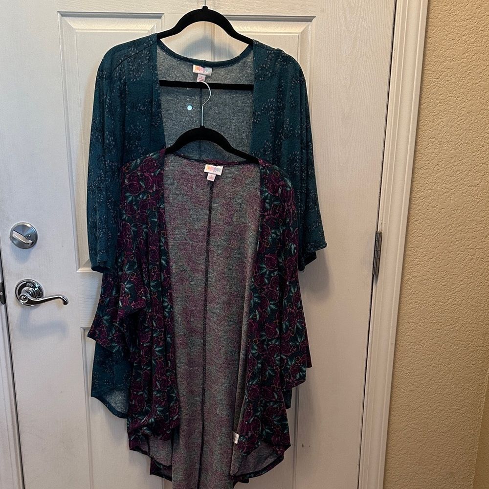 LuLaRoe Teal and Purple Floral Cardigans